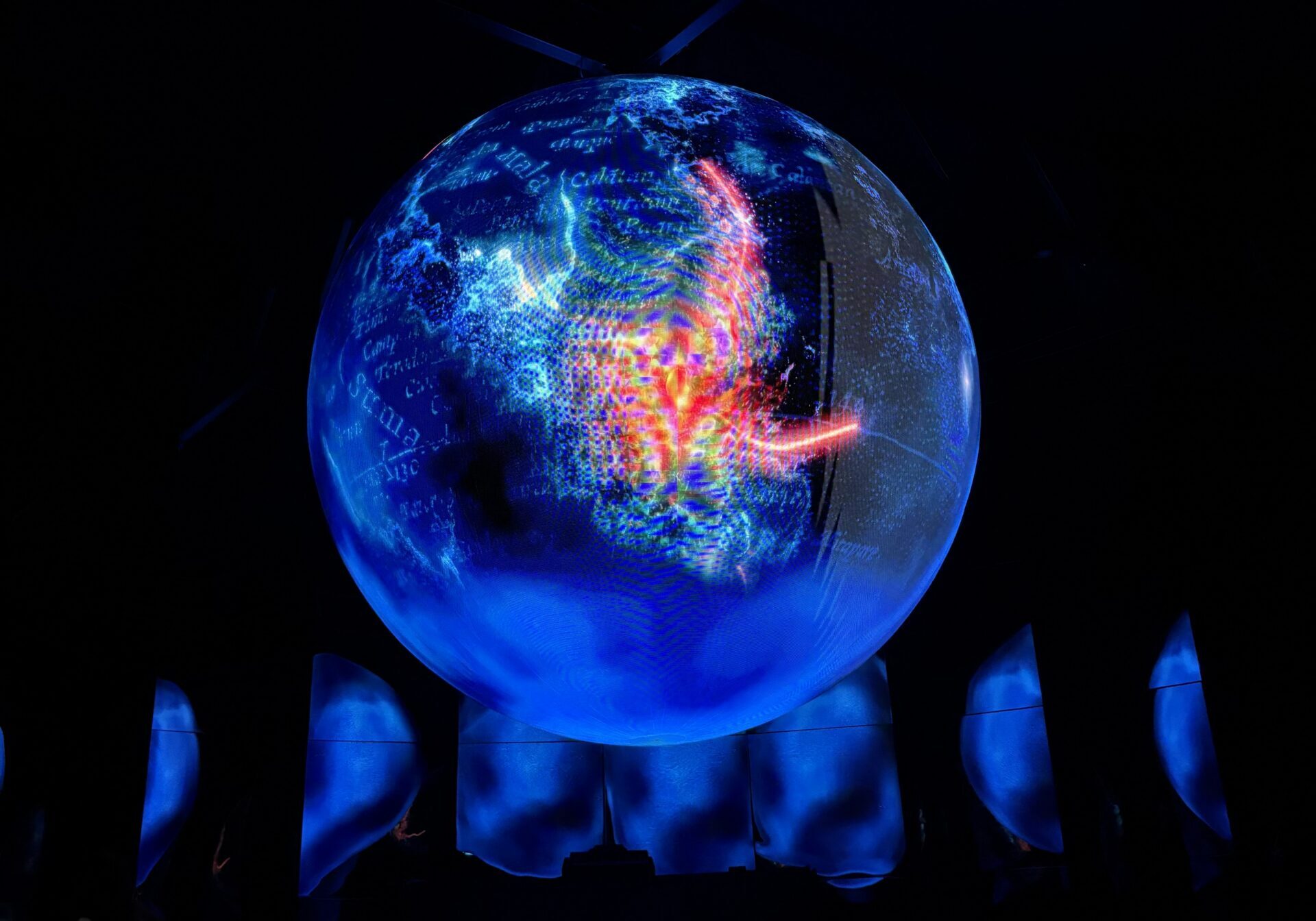 LED Globe showing Singapore’s maritime trade routes
